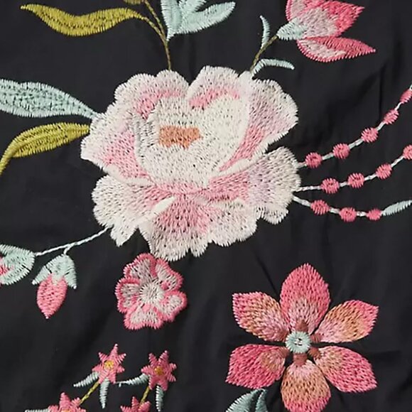 Johnny Was Joya Relaxed Drape Tee Flowers Black Shirt Floral Embroidery Top New - Picture 8 of 8